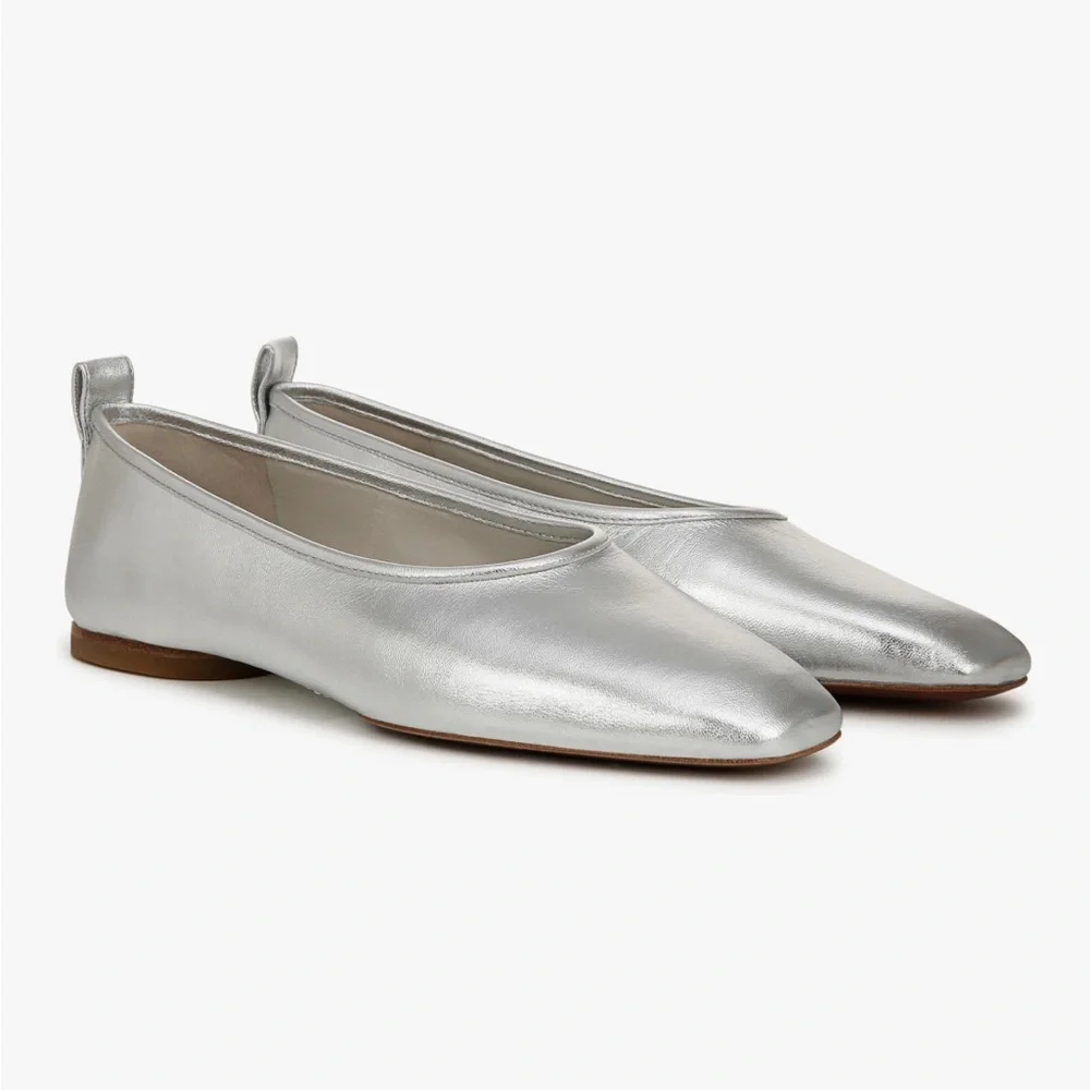 Vince Vivian Ballet Flats | Silver Metallic Leather | Size 6 | NWOB - Picture 2 of 4